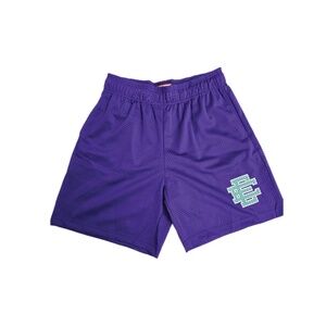 Eric Emanuel EE Basic Shorts Purple Color Green Logo 100% Authentic